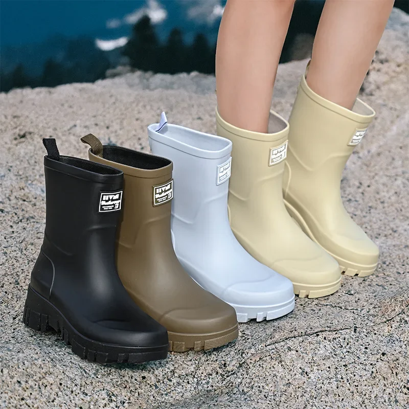 Fashionable Rain Boots for Women Thick Soles Versatile Korean Version Non-slip Wear-resistant, Casual Adult Outdoor Rubber Shoes view 2