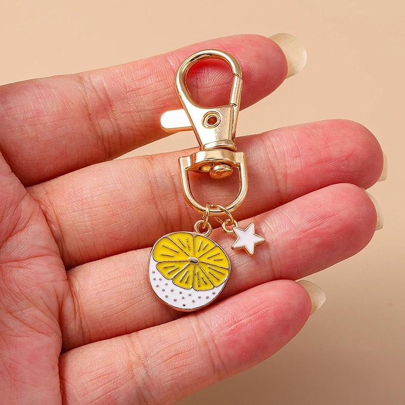 Aihua Schöne Emaille Rote Kirsche Apfel Traube Ananas Schlüsselanhänger Früchte Orange Avocado Schlüsselanhänger Handtasche Anhänger DIY Schmuckstücke – Detail 7
