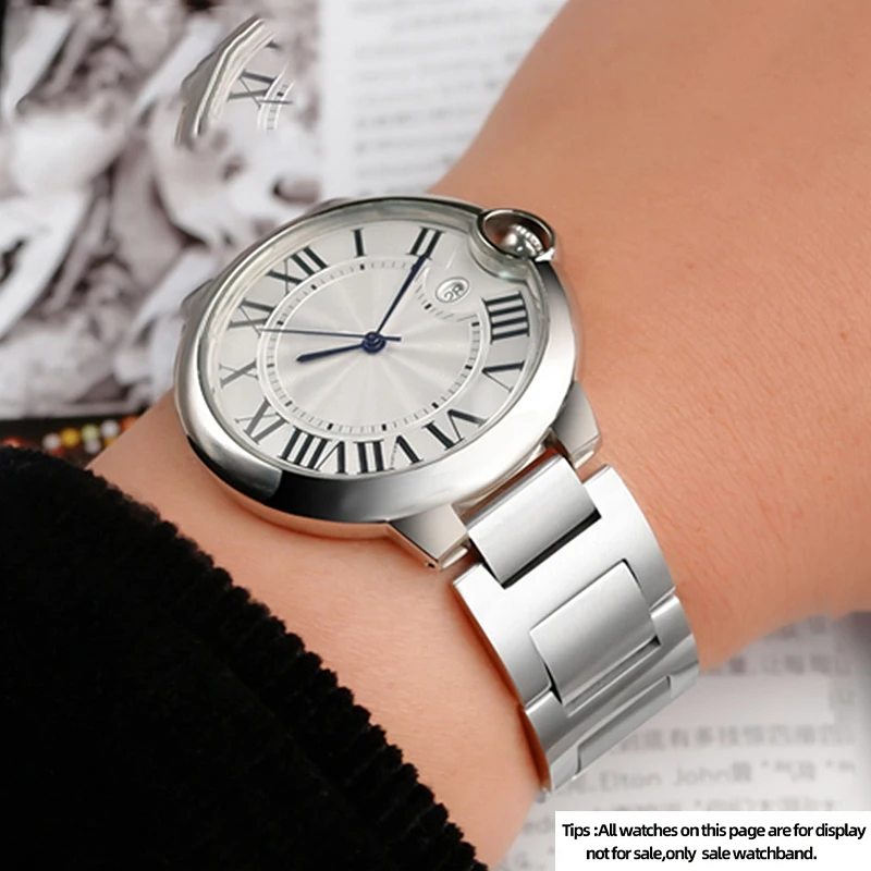 Aço inoxidável com pulseira de relógio masculino e feminino para cartier balão azul pulseira de relógio 14-8mm 16-8mm 18-11mm 20-12mm 22-14mm