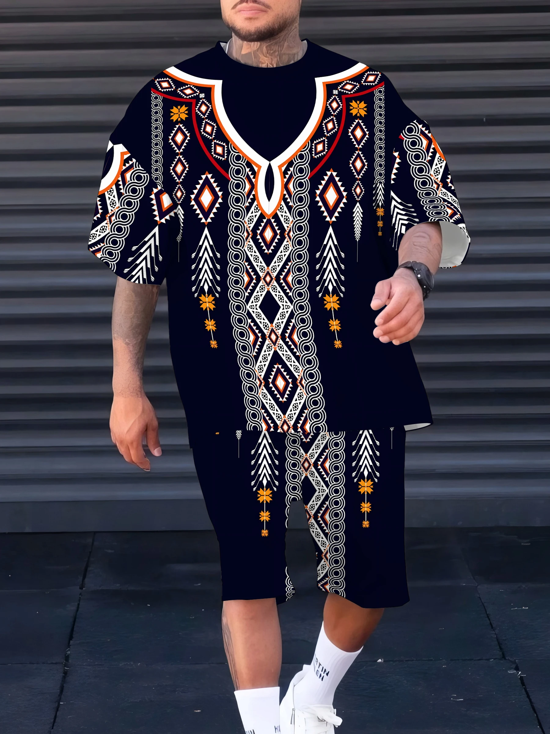 

Summer 2025 New men's suit 3D printed casual roller skating outdoor streetwear