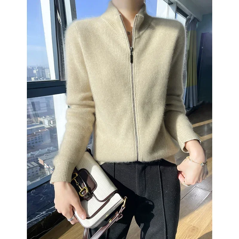 Sweater With Zipper For Women Sweater Cardigan Women Cashmere Sweater High Quality Women\'s Long Sleeve Top Turtleneck Sweatshirt