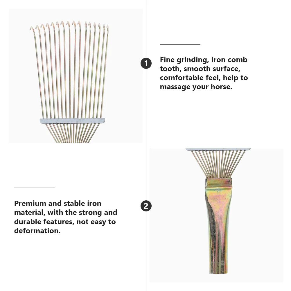 Metal Horse Brush Premium Iron Teeth Smooth Surface Comfortable Handle Massage Large Animal Grooming Rake Cattle Hair Brush