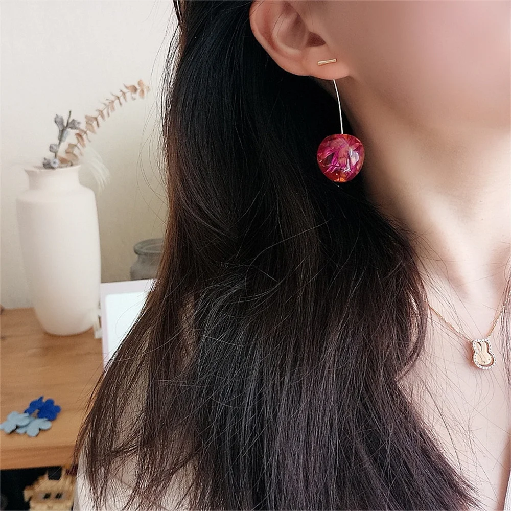 Fashion Acrylic Cherry Earrings Simple Resin Petals Drop Earring For Women INS Jewelry Women Trendy Accessories image 4