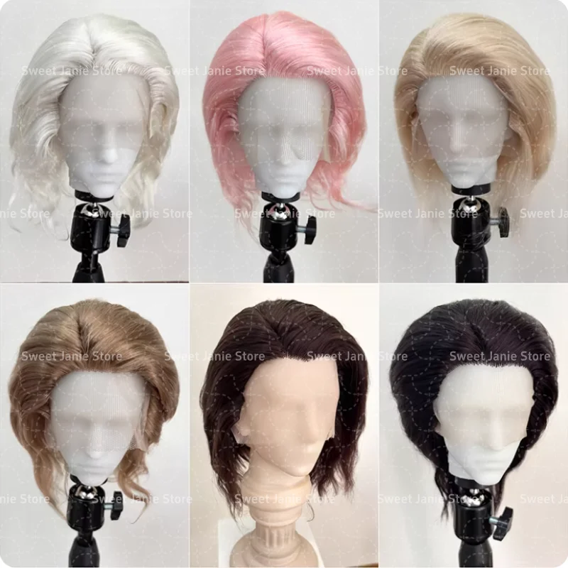

New Arrival BJD Wigs Short Hair for 1/3 1/4 Doll SD MSD MDD Mohair Wigs Doll Pink Gold White Black Gray Brown Hair
