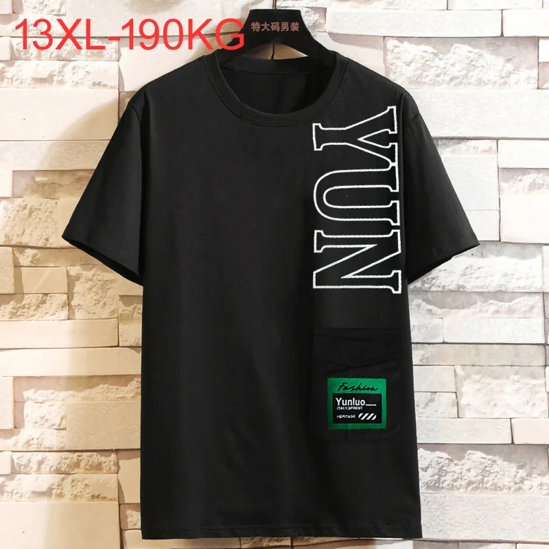 Summer new tide casual loose O neck short-sleeved t-shirt plus size fat man half-sleeve 11XL 12XL 13XL 190kg men clothing