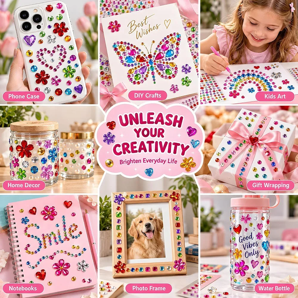 Bedazzling Kit 2208Pcs Self Adhesive Gem Nail Rhinestone Stickers Colorful Diamond Stickers Scrapbooking Nails Face Body Decor