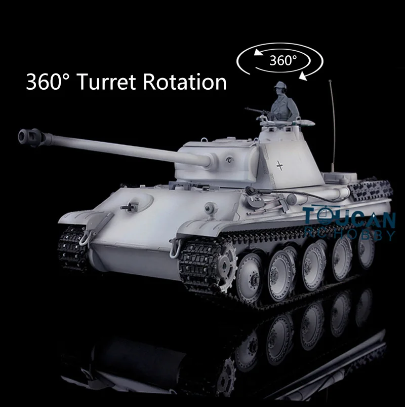 Heng Long 1/16 Snow RC Tank 7.0 Plastic German Panther G RTR 3879 360° Turret TH17502-SMT4