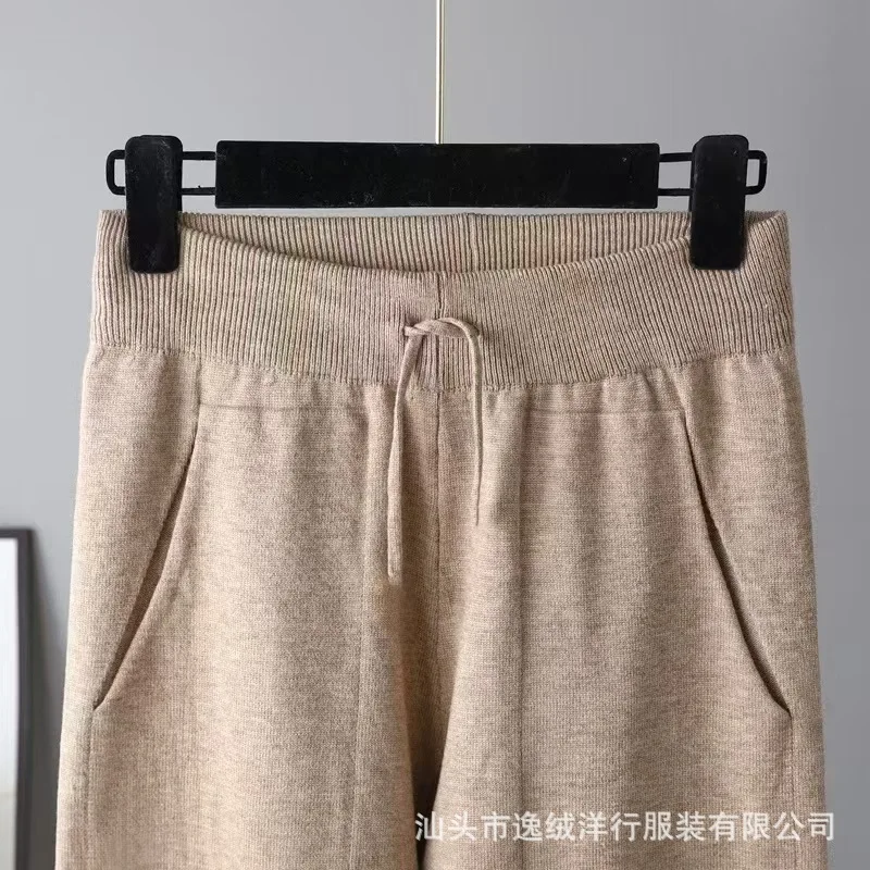2026 Herbst Winter Damen V-Ausschnitt Strick-Zweiteiler Weicher Pullover Hochgeschnittene Strickhose Locker Modisch Täglich Streetwear – Detail 8