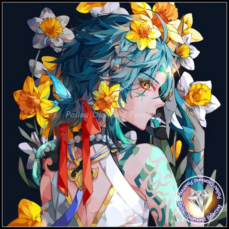 Diy Game Genshin Impact Diamond Painting Diluc Xiao Zhongli Yae Miko Cartoon Girl Crystal Photo Art Handcraft Mosaic Home Decor