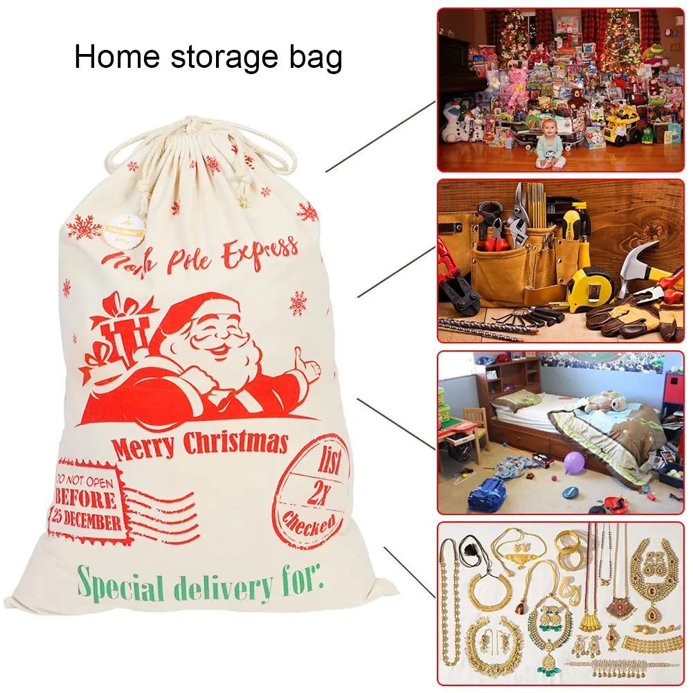 1/2 Piece Christmas Bag Canvas Santa Bag with Drawstring, 27x19 inch Large Santa Gift Bag