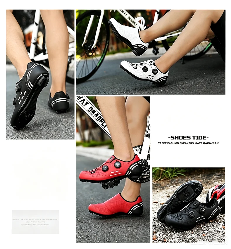 Herren-Mountainbike- und Rennradschuhe, atmungsaktives Obermaterial, leicht, geeignet für schnelles Fahren, Fahrradschuhe – Detail 8