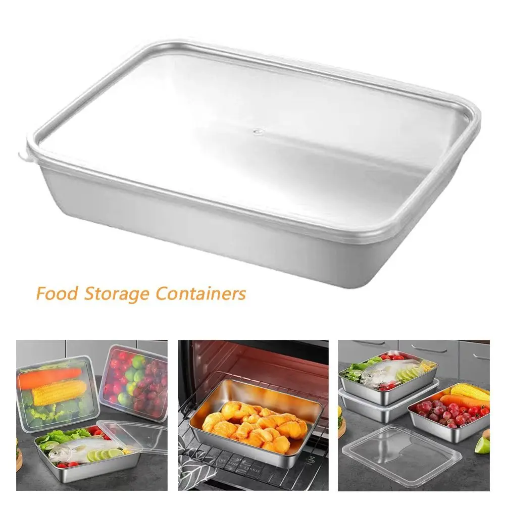Auslaufsichere Edelstahl-Lebensmittelbehälter Stapelbare Wiederverwendbare Metall-Lunchbox mit Verschlussclips Verstärkte Lebensmittel-Aufbewahrungsbehälter