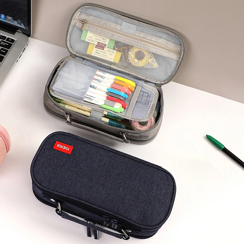 Custodia per cancelleria estetica a matita di grande capacità ispessente per custodia da scuola per astuccio in tela per ragazze e ragazzi