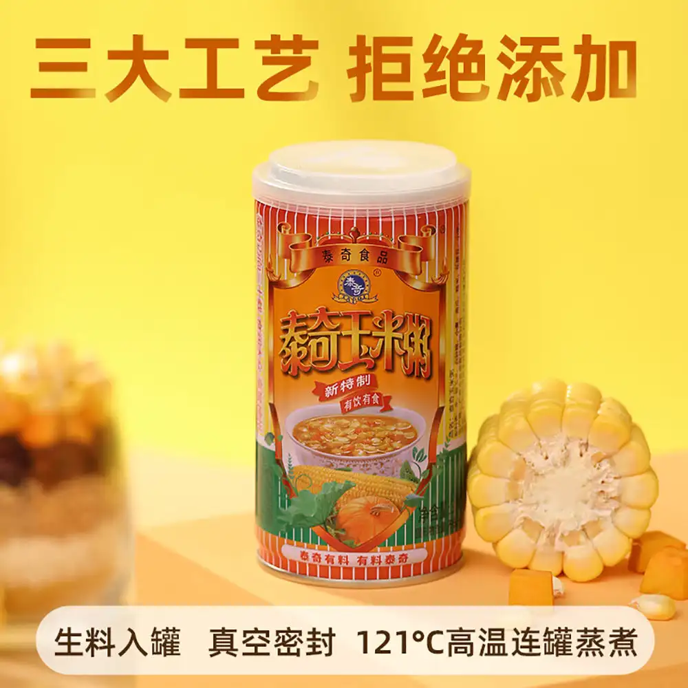 Taichi Milho Oito, Tesouro Congee, 370g x 24 Latas por Caixa