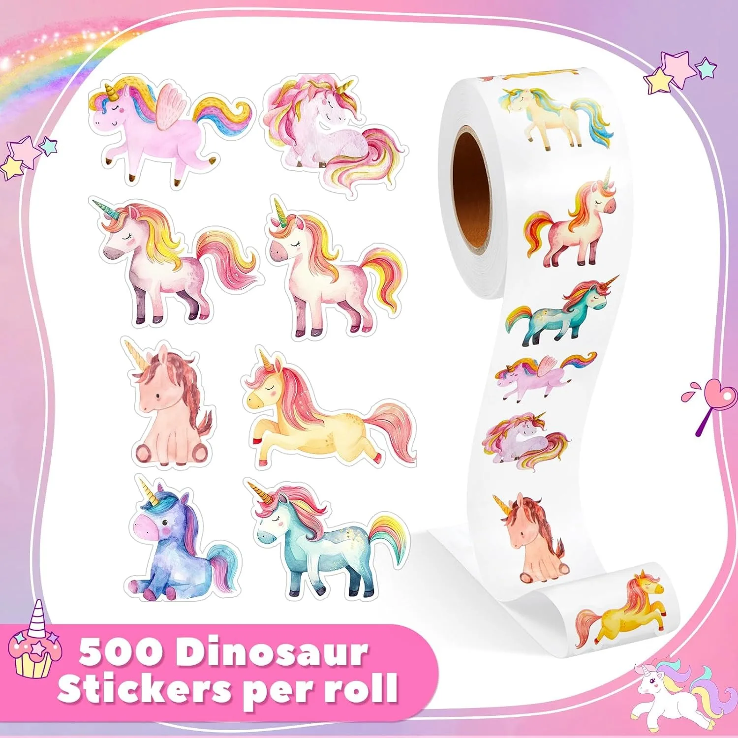 100-500pcs Cartoon Animal Unicorn Sticker kids Reward Sticker Gift Decoration Label Encouragement Student Stationery Stickers