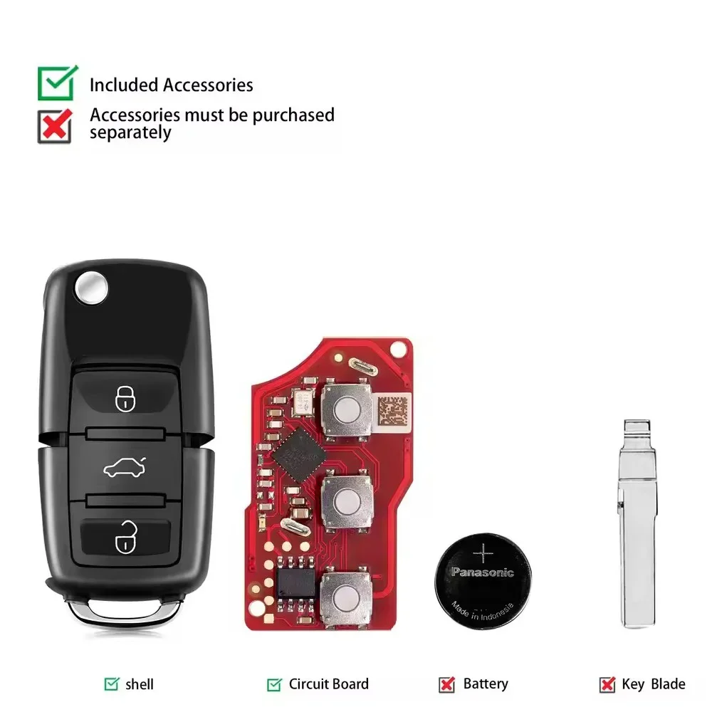 Xhorse XKB520EN الجيل الثاني تم استبداله من مفتاح التحكم عن بعد السلكي XKB501EN لـ VW B5 Flip 3 أزرار يدعم البرنامج اللاسلكي #4