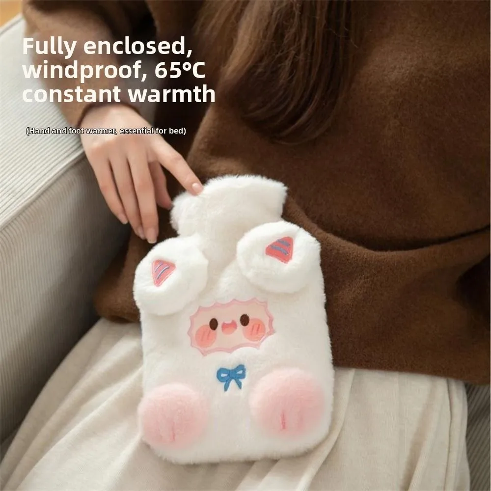 Kawaii لطيف كيس الماء الدافئ الكرتون خروف نمط زجاجات الماء الساخن آمنة مكافحة السمط ملء المياه زجاجة اليد والقدمين