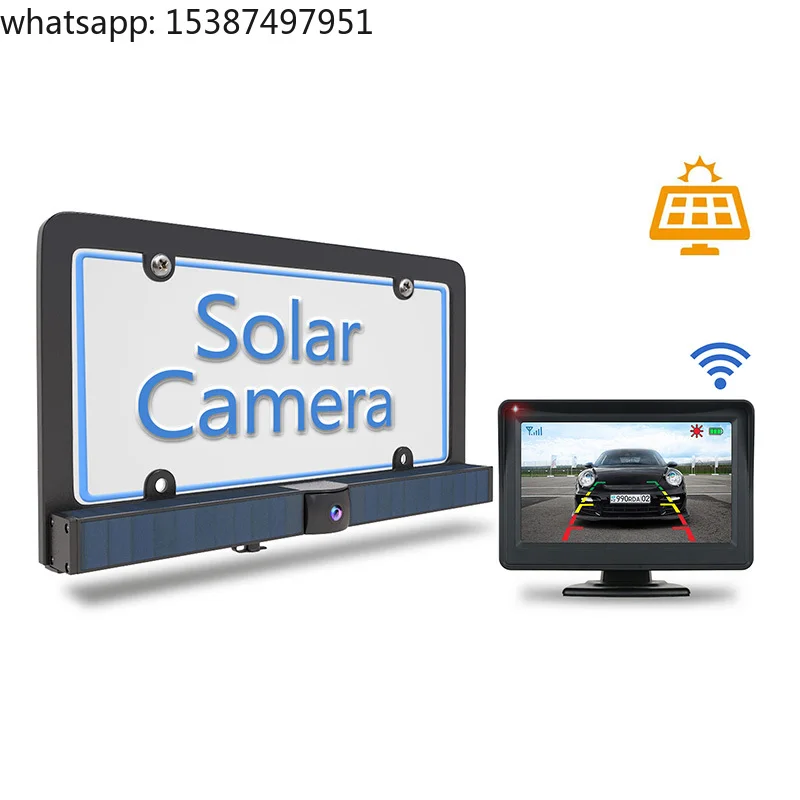 For Car Wireless Solar Video License Plate Rearview Camera With 4.3