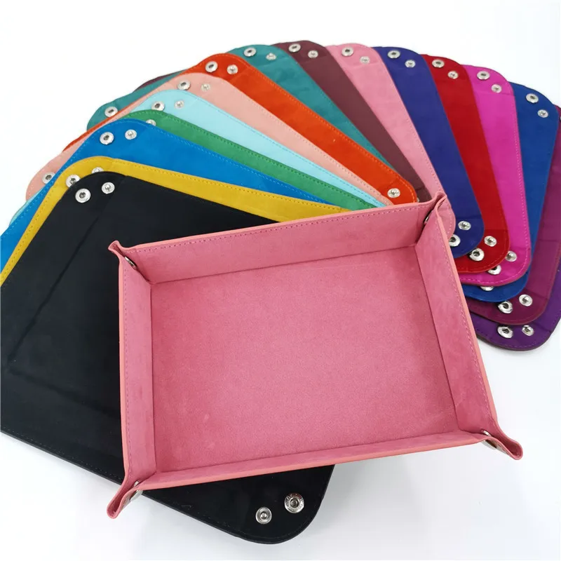 Rolling folding square dice game storage tray felt storage tray double-sided party supplies thickened office supplies storage to