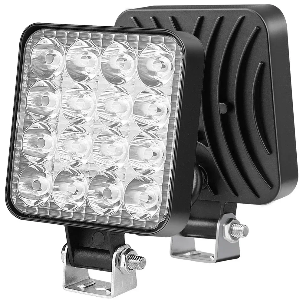 Auto LED Dust Proof Working Light Square Night Driving Lamp 48W 12V Off-road Forklift Headlight Spotlight Truck Off Road Tractor