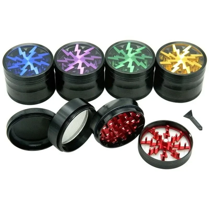 

Metal Grinder 63MM 4 Layer Aluminum Alloy Vanilla Cutter Flash Latest Transparent Spice Crusher Accessories