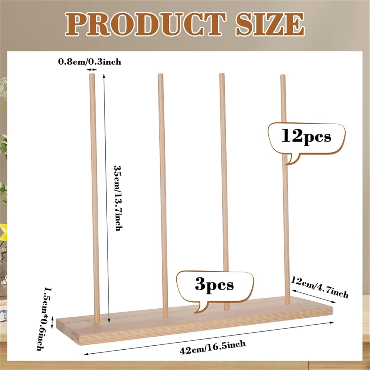 A83Z 3Pcs Holz Band Rack Organizer für Washi Band Nähgarn Handwerk Garn Verpackung Band Multi-Tier Lagerung stehen