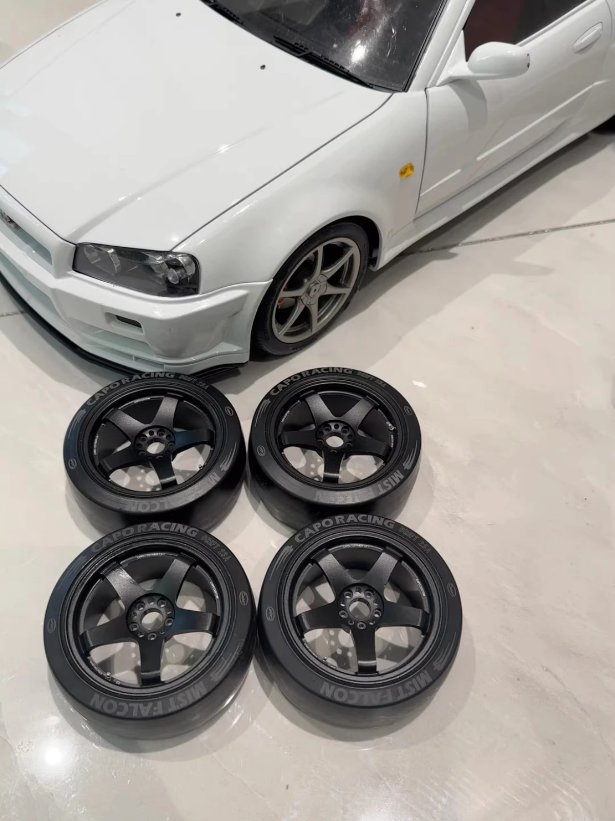 Capo Racing Original Tires and Wheels set (4pcs) for 1:8 scale RC Drift Car Capo gtr r34