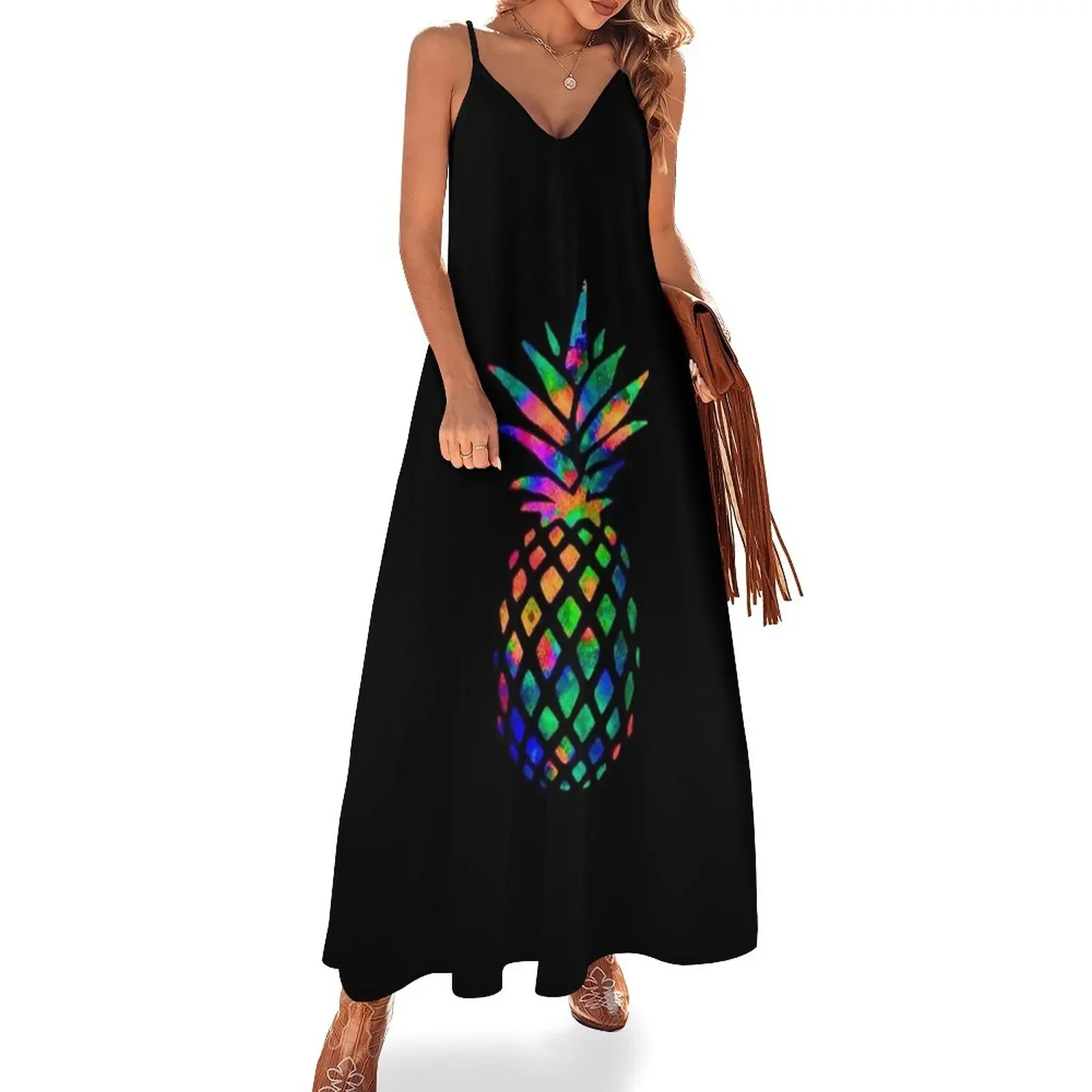 

Pineapple Sleeveless Dress chic and elegant woman dress party dress women elegant luxury