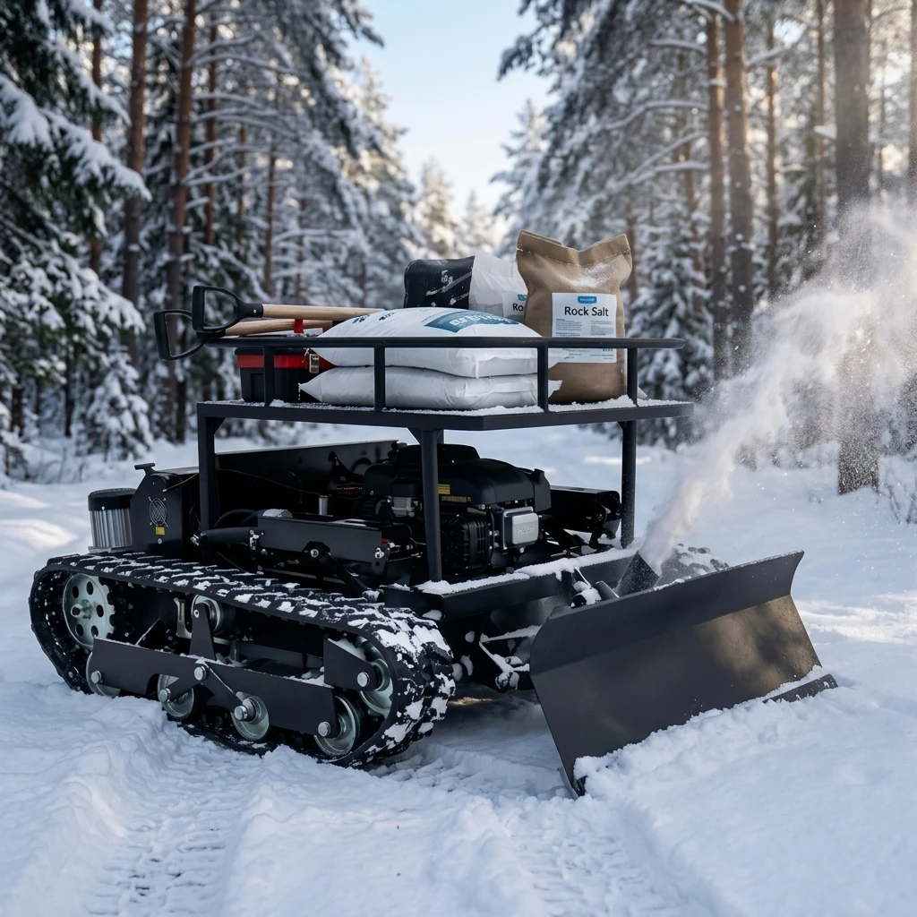 Crawler Type 4-Stroke Gas Industrial RC Grass Cutter Winter Snow Shovel Detachable Loading Platform High Power Light