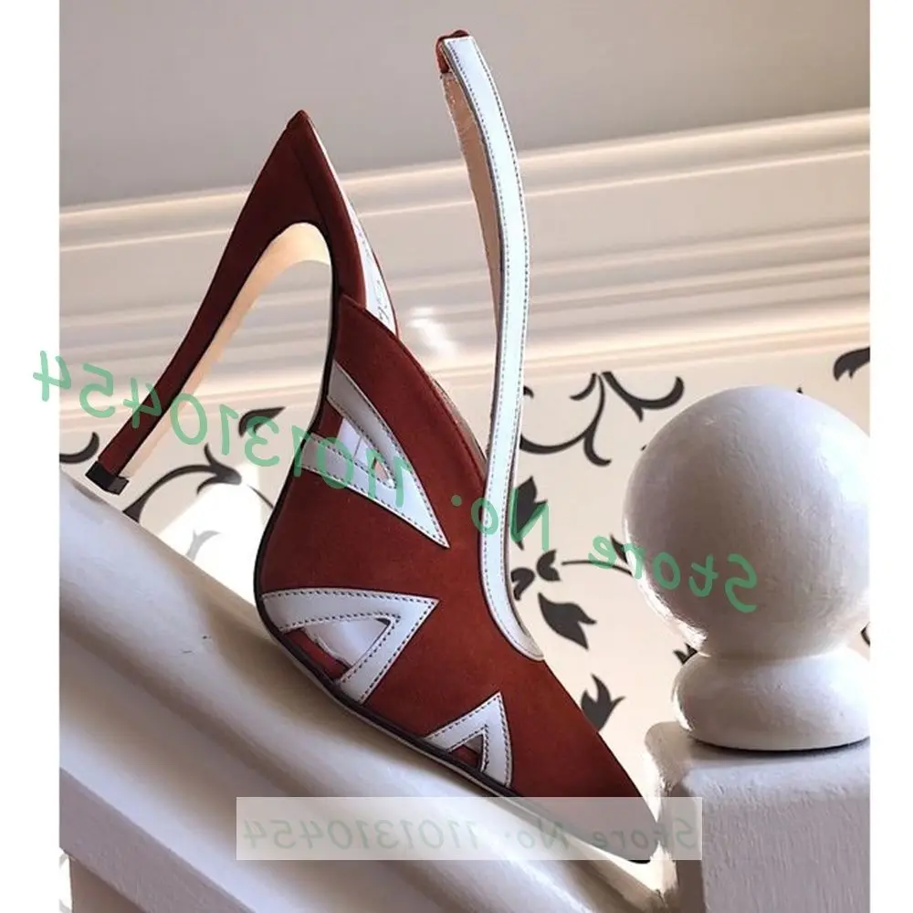 Red Striped Slingback Sandals Women Elegant Two Tone Hollow High Heels Shoes Design For Ladies Summer Chic Trends Pointy Sandals