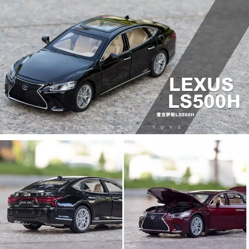 1:32 LEXUS LS500H Alloy Car Model Six Open Doors Light Sound Pull Back With Base Diecast Vehicle Display Collection Gift view 4