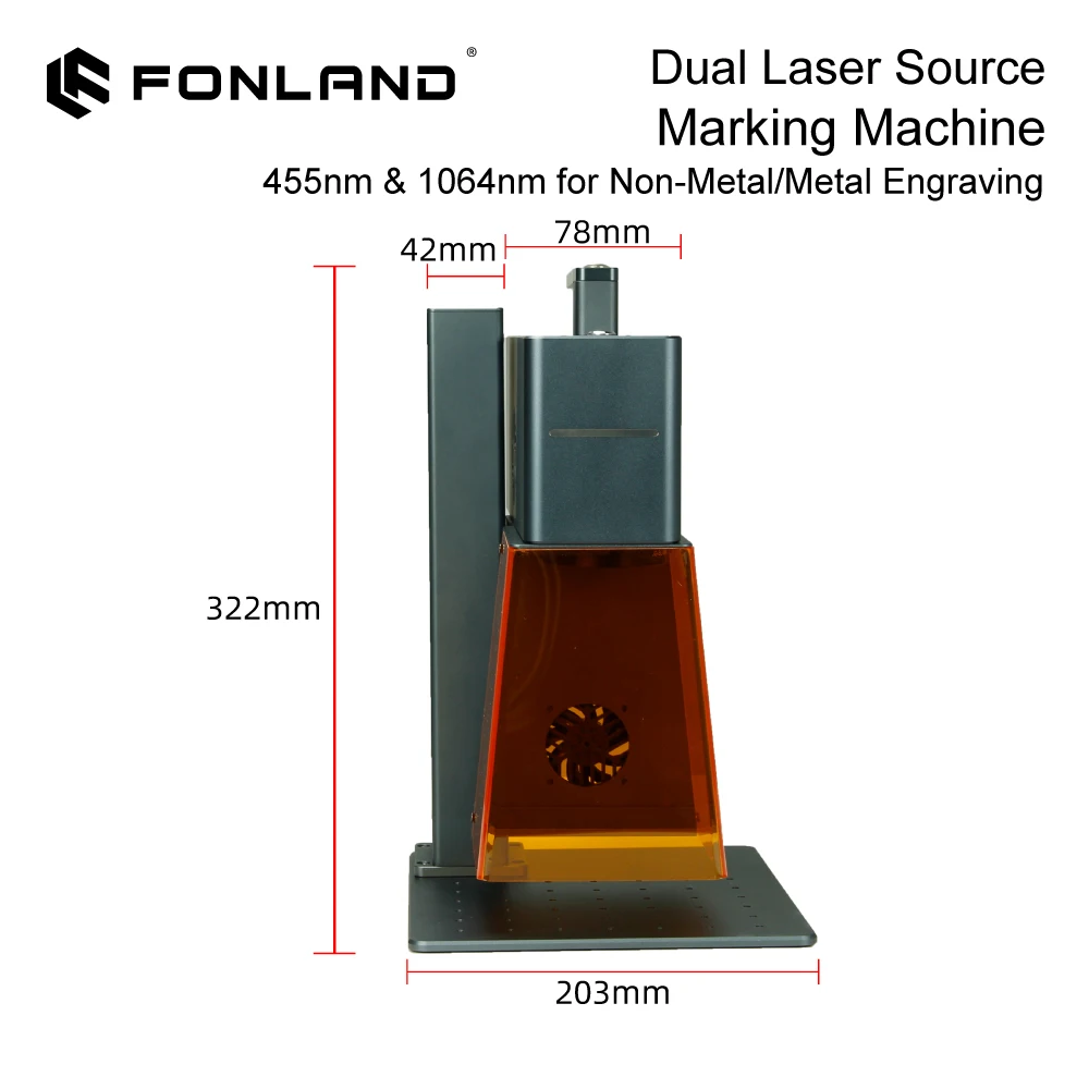 FONLAND IDY Incisore laser doppio 2 in 1 2W 1064nm e 10W 455nm HD Macchina per marcatura portatile portatile per metallo plastica