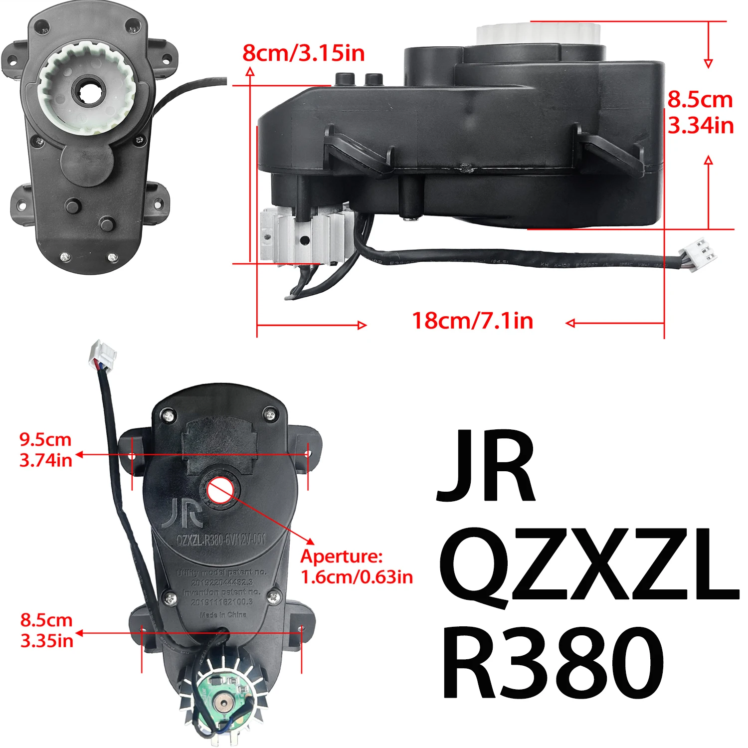 JR QZXZL RS380 6v/12V/24v children's electric ride on toy car steering motor gearbox, children's toy car steering motor reducer