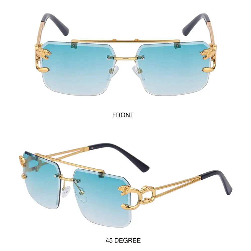 Rimless Sunglasses Rectangle Fashion UV400 Women Men Shades Small Square Sun Glasses For Female male Cycling Traveling Oculos