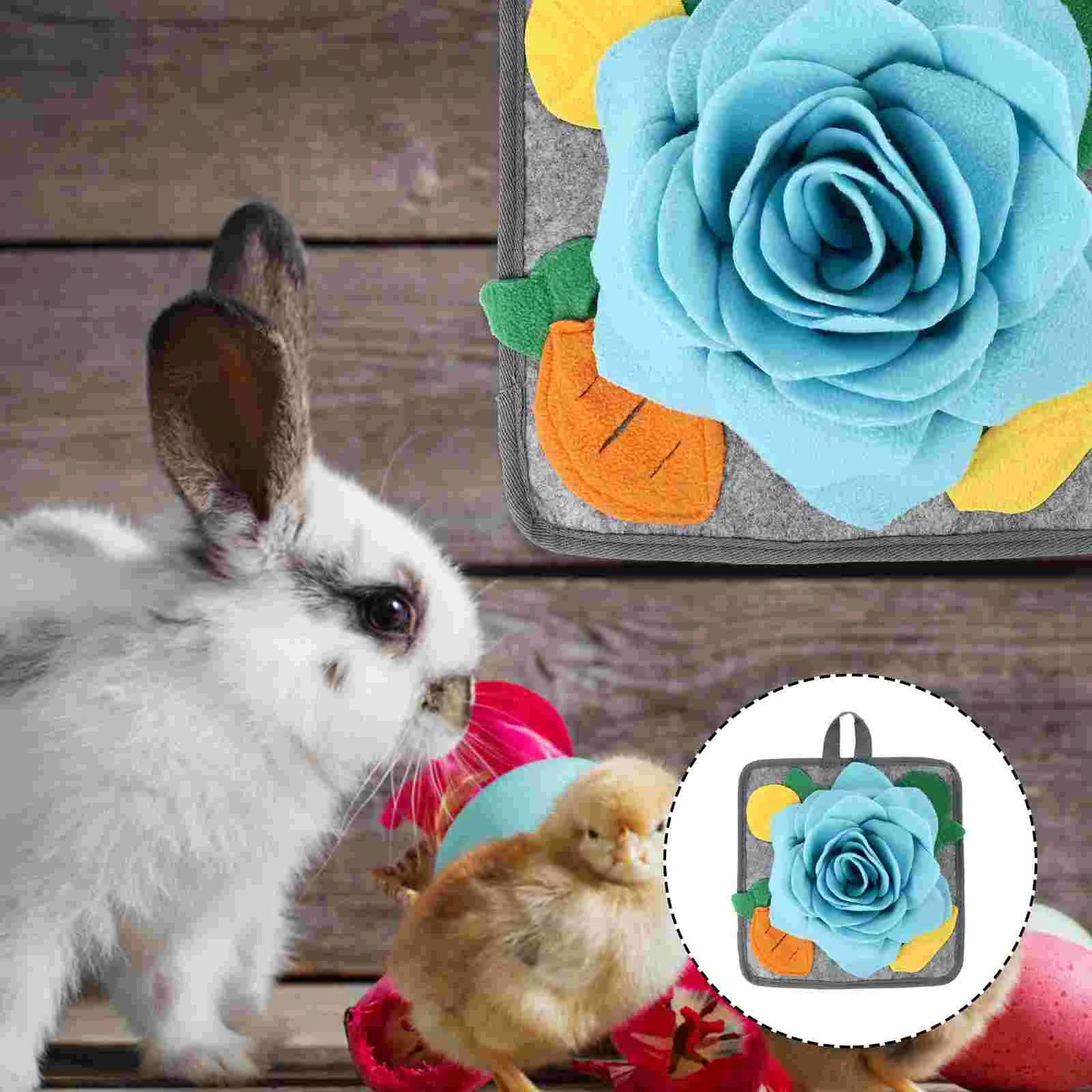 Rabbit Sniffing Pad Guinea Pig Snuffle Mat Pet Prevent Choking on Food Bunny Training Intelligence Toy for Polar Fleece Feeding