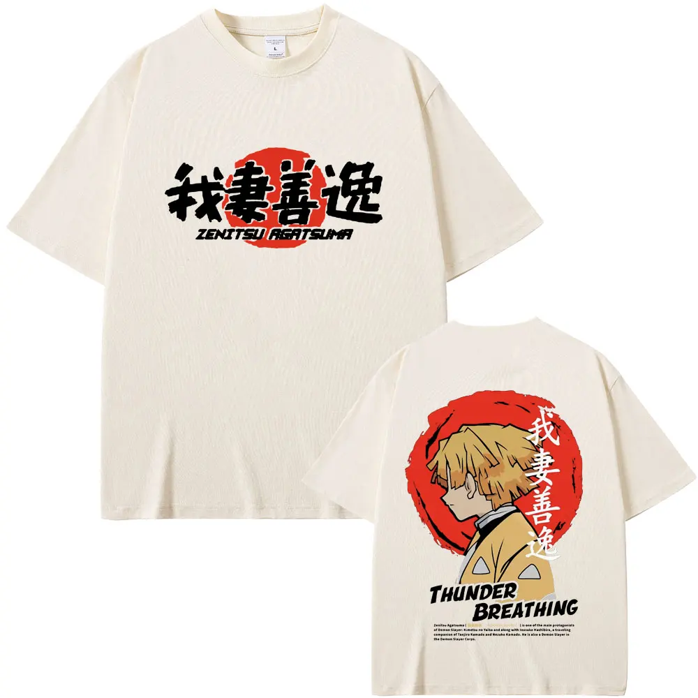 

Anime Demon Slayer Graphic T-shirts Agatsuma Zenitsu Print T Shirt Men Women Casual Oversized Crewneck Tshirt Male Fashion Tops