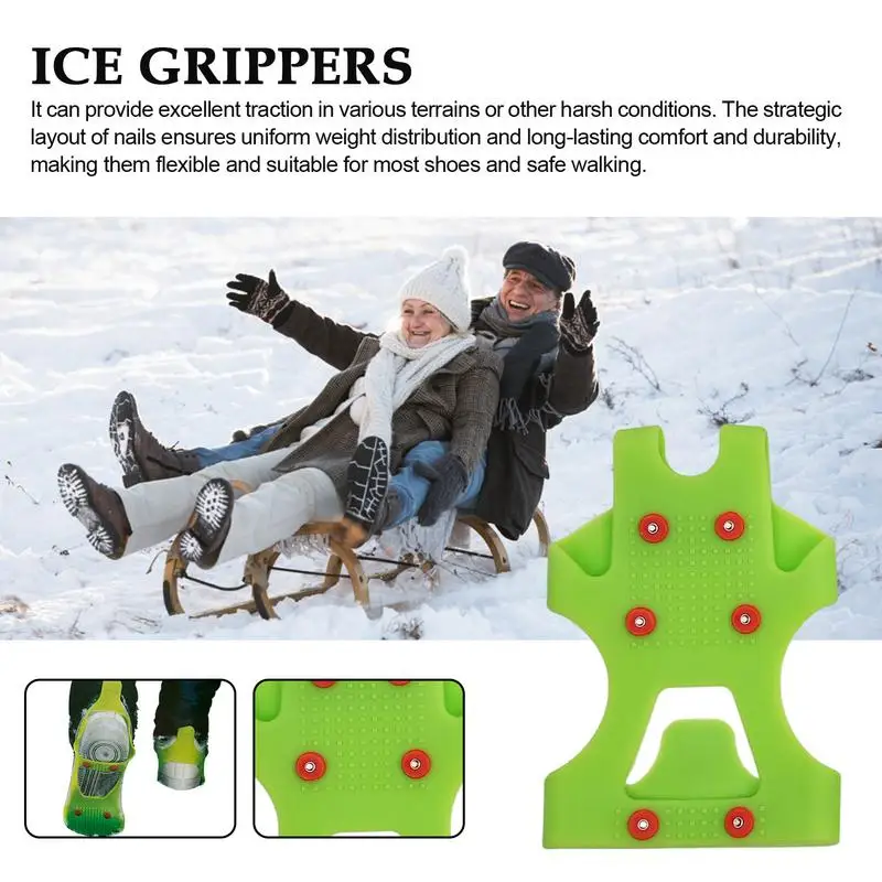 Gripper Spikes For Shoes Non Slip Ice Snow Grips Gripper Spikes Ice Spikes Crampons Silicone Traction Cleats Shoe Spikes For