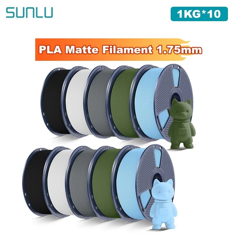 

SUNLU 10KG PLA Matte 3D Printer Filament 1.75mm 1000g Spool (2.2lbs) Neatly Arranged No Knot Filament Fit Most FDM Printer