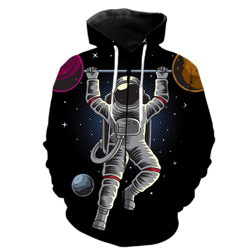 

Cartoon Astronaut Men's Zipper Hoodie Tops 3D Printed Long Sleeve Fashion Sweatshirts Cool Spring Teens Casual Unisex Harajuku