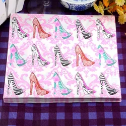 10/20pcs/Bag New Colourful Napkins Large Handkerchiefs High Heels Printed Party Decoration Paper Wine Glasses Mouth Cloth Paper