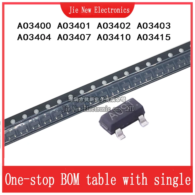 100PCS SOT-23 AO3400 AO3401 AO3402 AO3403 AO3404  AO3407  AO3410 AO3415 MOS The field effect tube