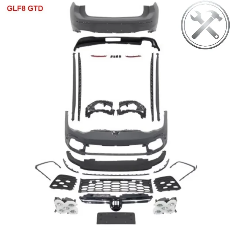 

8 Sport Style Full Body Kit Upgrade Front Rear Bumper Side Skirts Grille Exterior Mod Parts