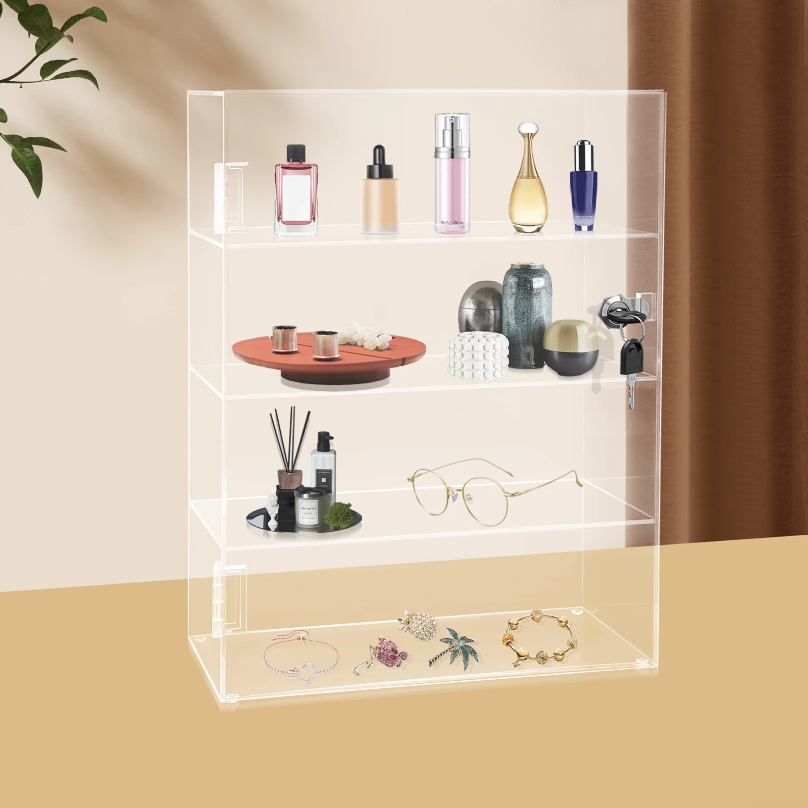 

Clear Acrylic Stand Display with Lock, Art Collection, 4 Layers