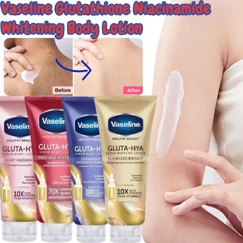 Vaseline Night Whitening Repair Body Lotion Moisturizing Glutathione Niacinamide Whitening Artifact Improves Dry Skin 330ml