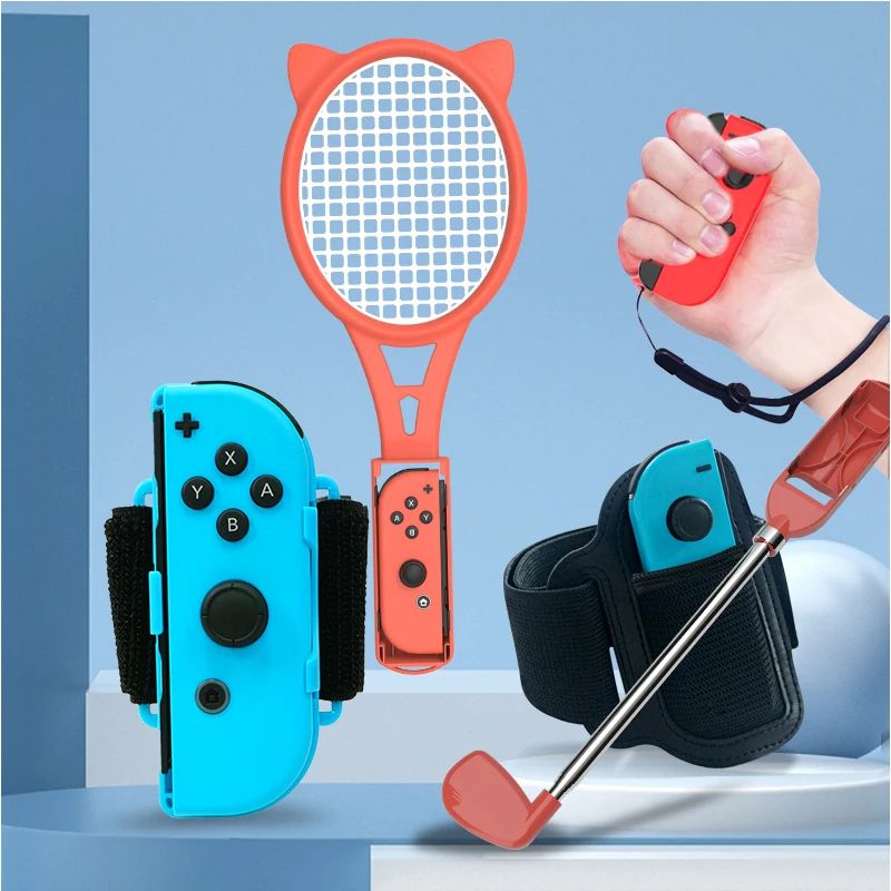 Schakelaar Sport Accessoires Bundel Voor Nintendo Switch Oled Sport Game Joycon 10In 1 Kit Met Controller Bandjes Pols Dans Racket