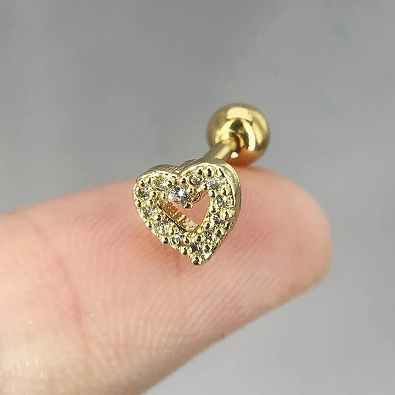 1PC Helix Piercing Herz Ohrringe Für Frauen Dainty Silber Farbe Zirkonia Tragus Daith Lobe Knorpel Ohrringe Körper Schmuck CC003 – Detail 3