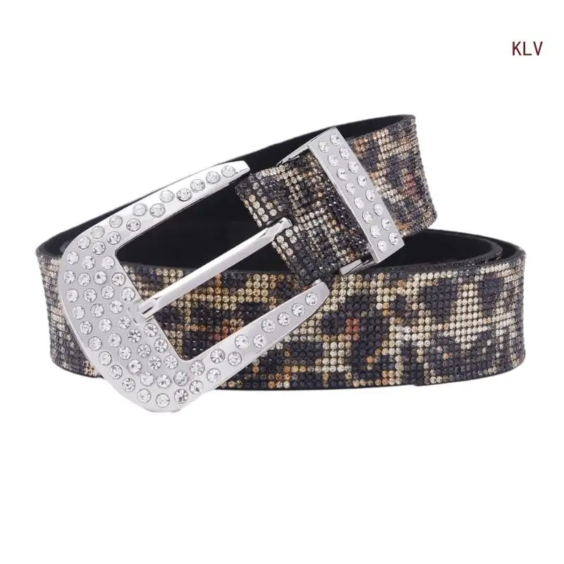 

Womens Rhinestones PU Leathers Belt Bling Studded Western Cowgirl Waist Belt for Jeans Pants Wedding Party Belt