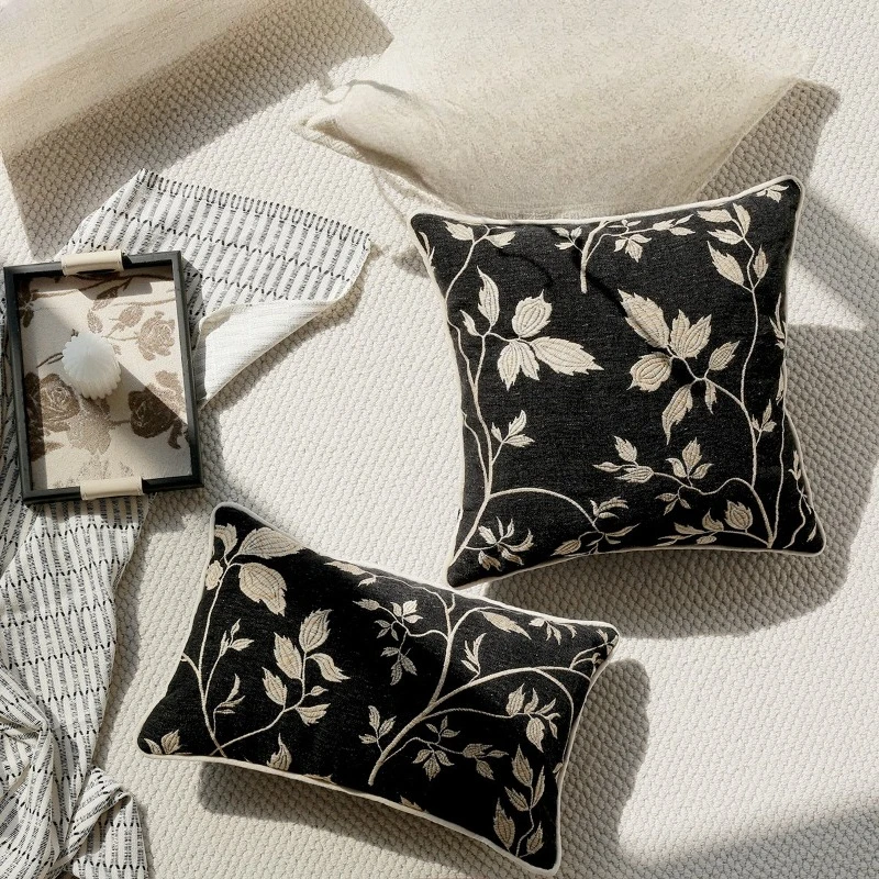 45X45CM Black White Throw Pillow Cover Homestay Embroidery Simple Waist Cushion Cover Decor Home Decorative Pillowcase