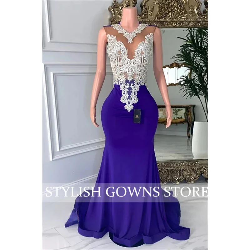 

Elegant Mermaid Long Prom Dress 2026 Purple Beaded Lace Prom Gown for Black Girls Dimonds Gems Birthday Customized