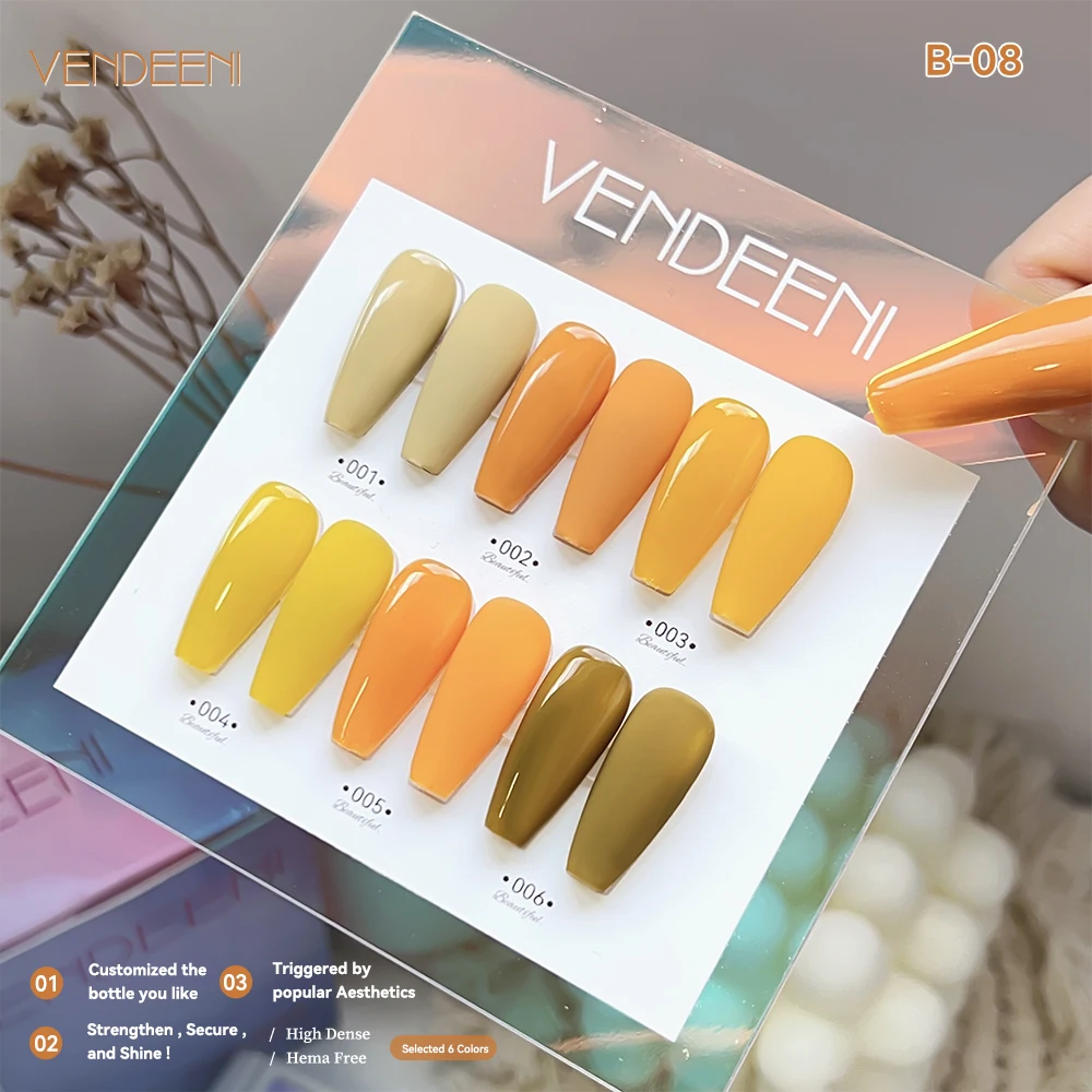 Vendeeni High Pigment 6colors Nail Gel Polish Set TPO HEMA FreeBright orange yellow green Gel Polish Kit